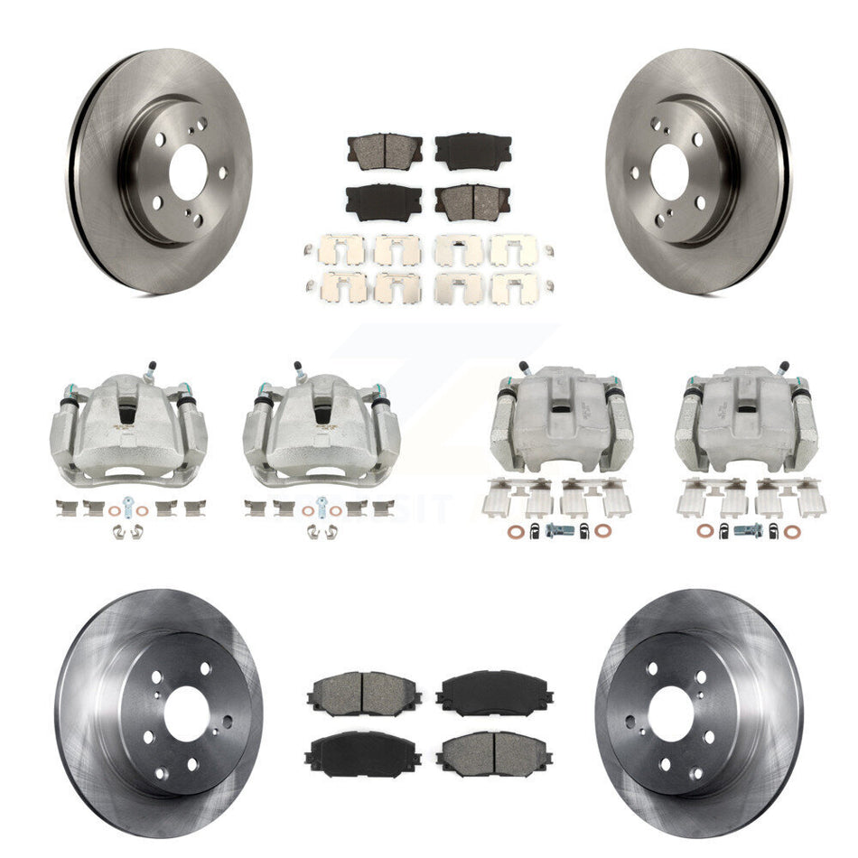 Front Rear Disc Brake Caliper Rotors And Semi-Metallic Pad Kit (10Pc) For Toyota RAV4 LE KC8-100953S