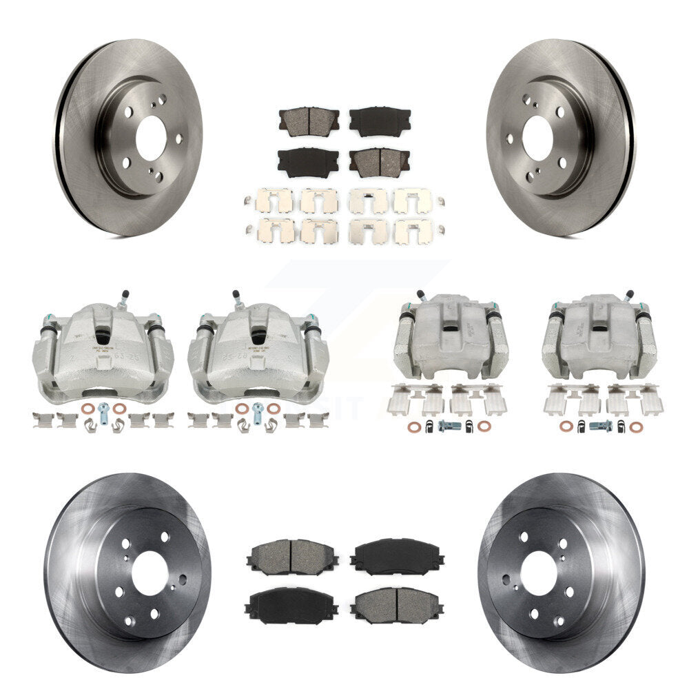 Front Rear Disc Brake Caliper Rotors And Semi-Metallic Pad Kit (10Pc) For Toyota RAV4 LE KC8-100954S