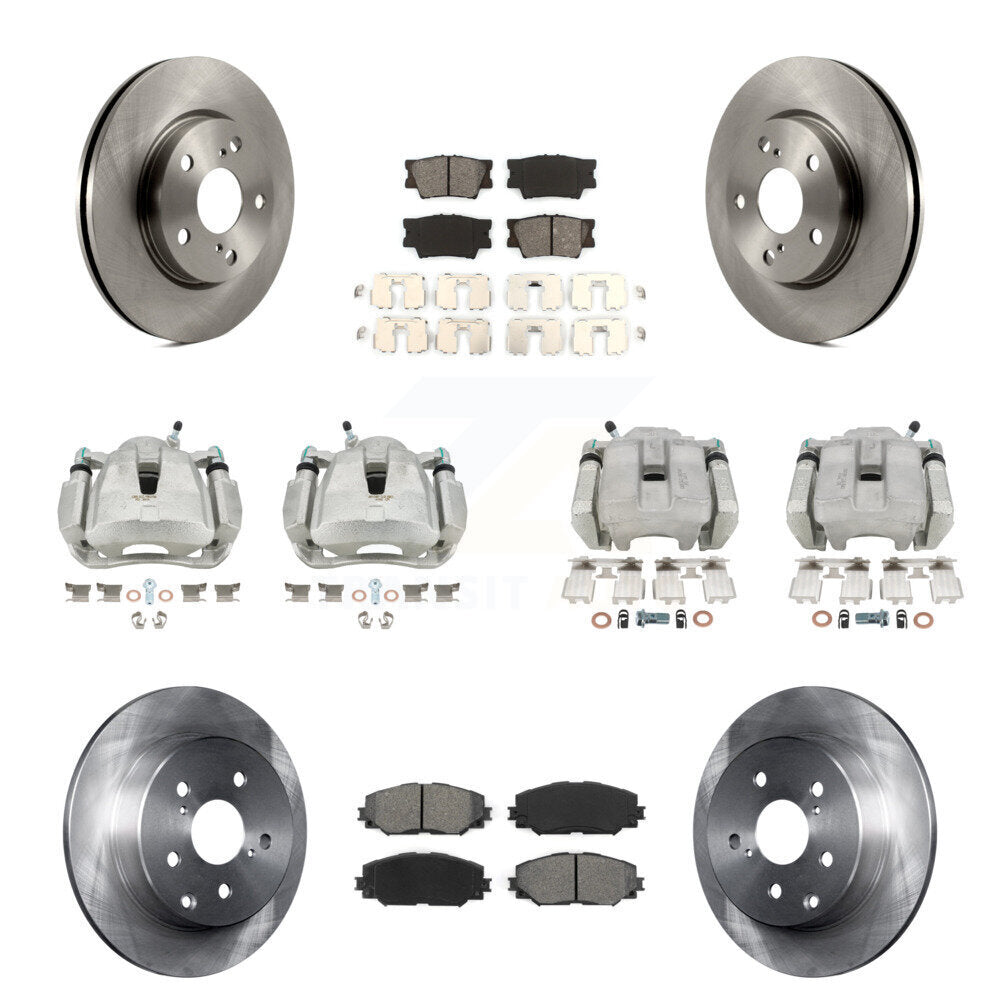 Front Rear Brake Caliper Rotor Semi-Metallic Pad Kit (10Pc) For 2014-2015 Toyota RAV4 LE KC8-100955S