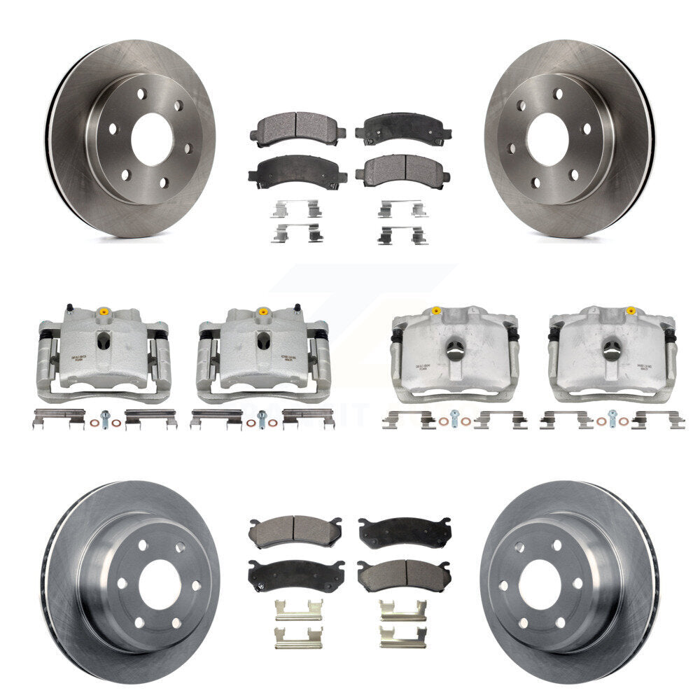 Front Rear Brake Caliper Rotor Semi-Metallic Pad Kit (10Pc) For Chevrolet Avalanche 1500 KC8-100961P