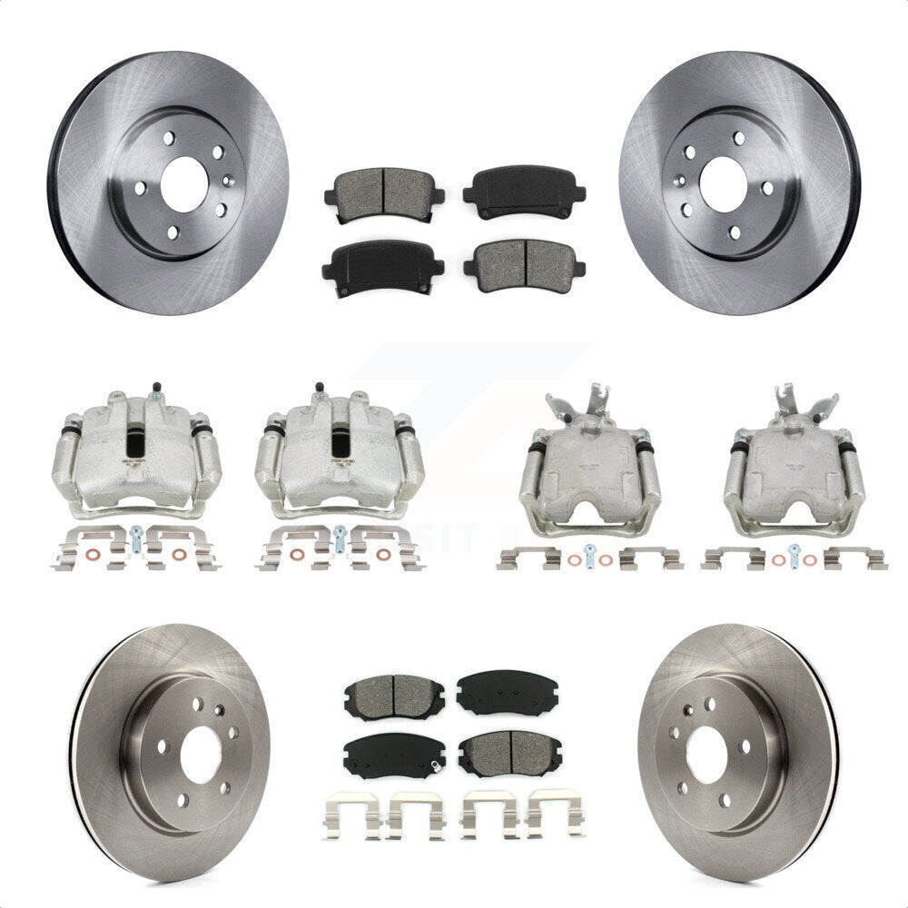 Front Rear Disc Brake Caliper Rotors And Semi-Metallic Pads Kit (10Pc) For 2014-2015 Chevrolet Malibu 2.0L with Turbocharged With 17" Factory Wheels KC8-100961S by Transit Auto