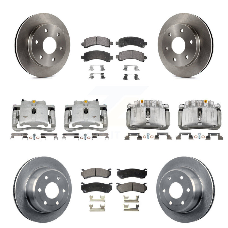 Front Rear Brake Caliper Rotor & Semi-Metallic Pad Kit (10Pc) For GMC Yukon Chevrolet XL KC8-100964P