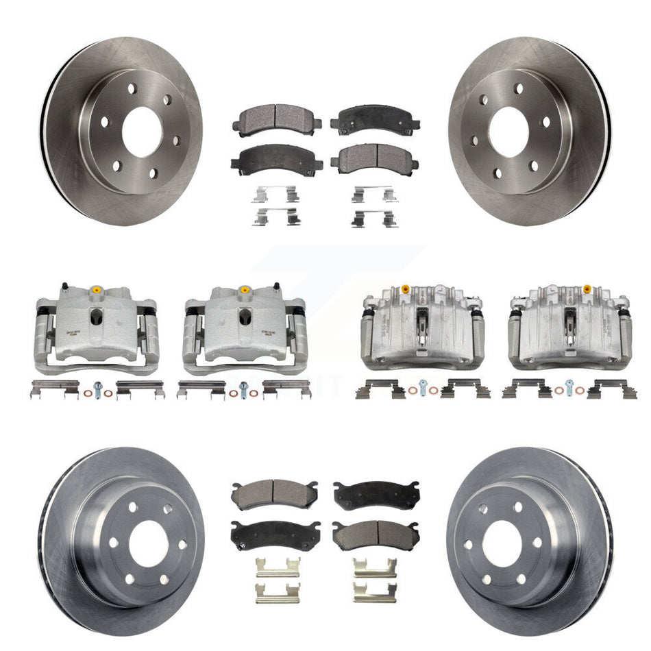 Front Rear Brake Caliper Rotor & Semi-Metallic Pad Kit (10Pc) For GMC Yukon Chevrolet XL KC8-100964P