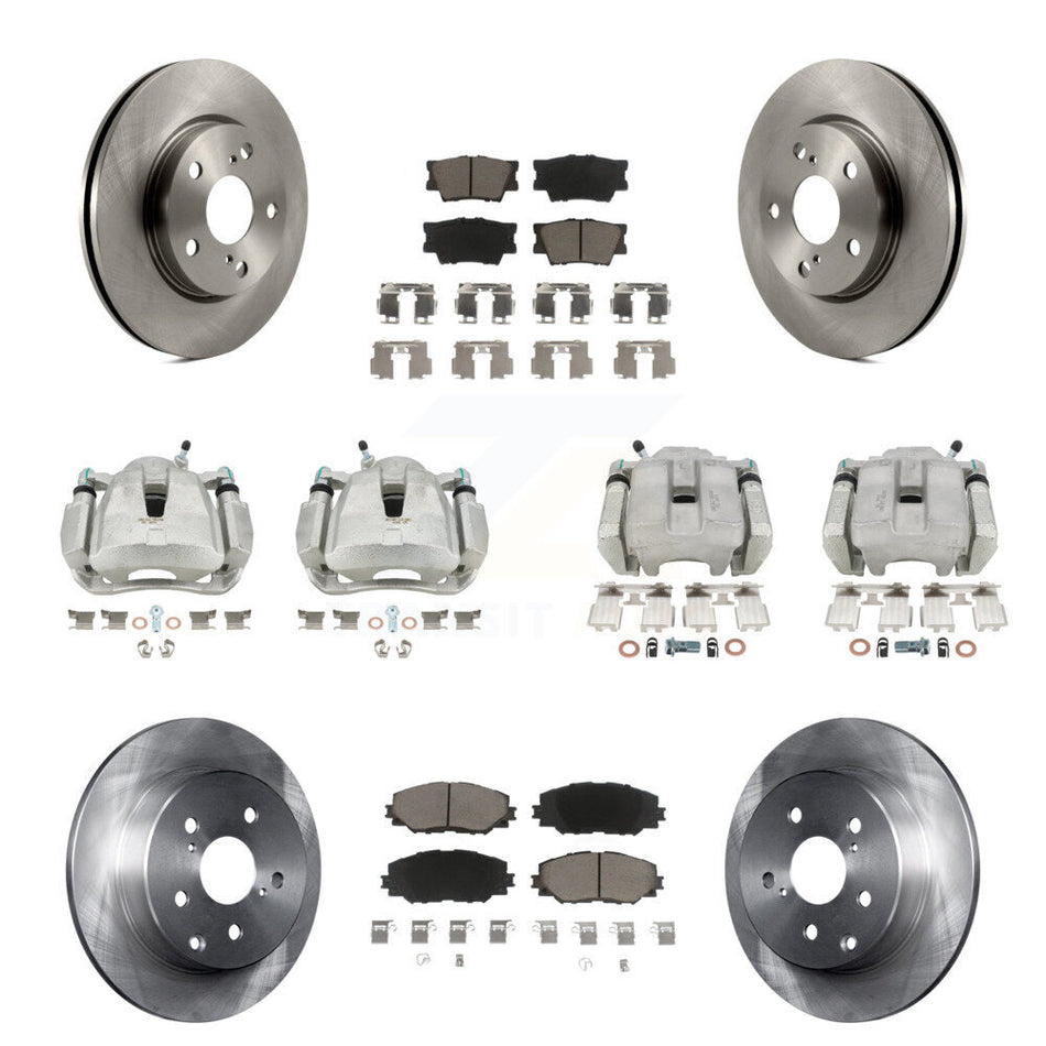 Front Rear Disc Brake Caliper Rotors Ceramic Pad Kit (10Pc) For 2014-2015 Toyota RAV4 LE KC8-100966C