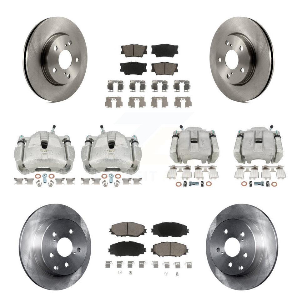 Front Rear Disc Brake Caliper Rotors Ceramic Pad Kit (10Pc) For 2014-2015 Toyota RAV4 LE KC8-100967C