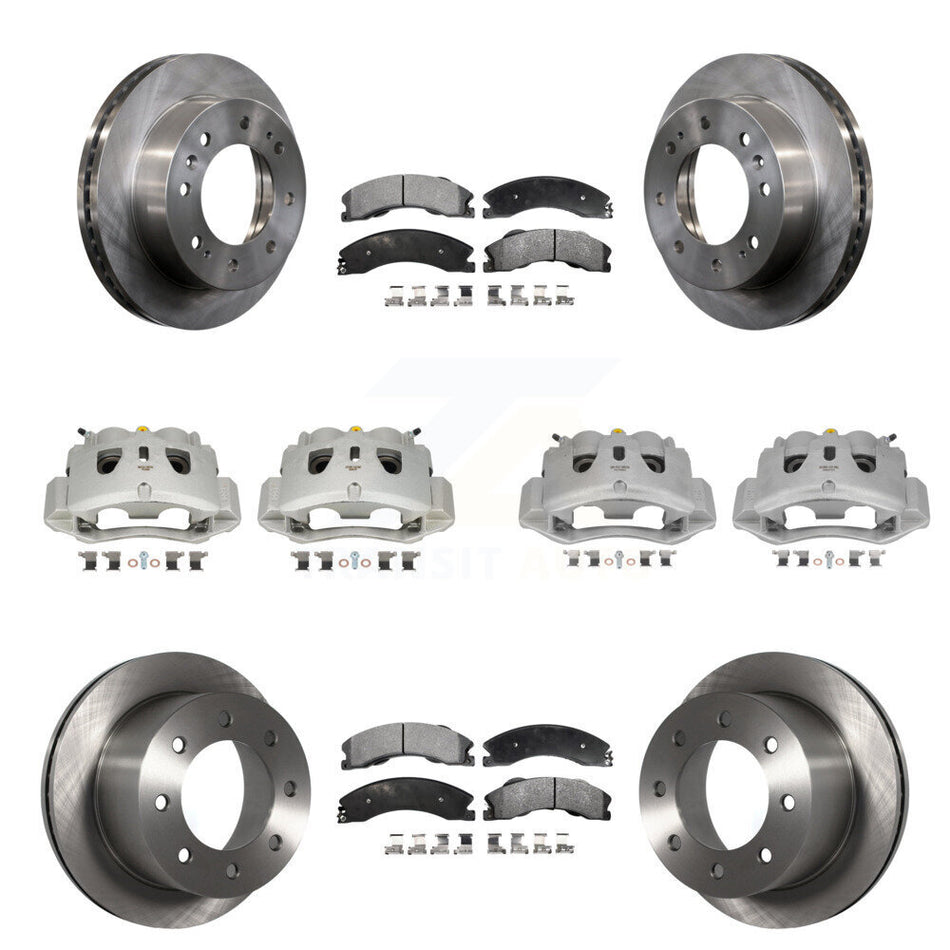 Front Rear Disc Brake Caliper Rotors Semi-Metallic Pad Kit (10Pc) For GMC Sierra 3500 HD KC8-100967P