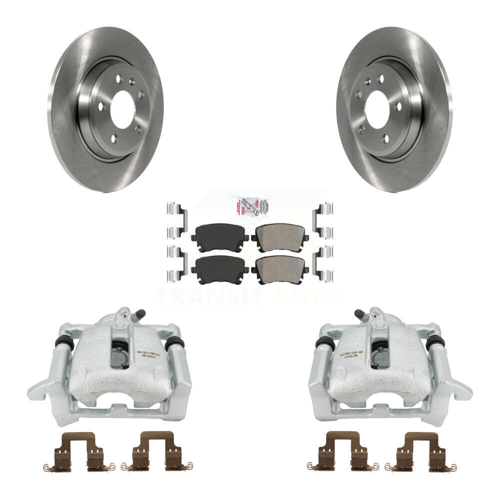 Rear Disc Brake Caliper Rotors And Semi-Metallic Pads Kit For Audi Q5 A4 Quattro A5 KC8-100968N by Transit Auto