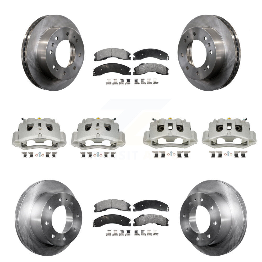 Front Rear Brake Caliper Rotors Semi-Metallic Pad Kit (10Pc) For GMC Chevrolet Sierra HD KC8-100968P