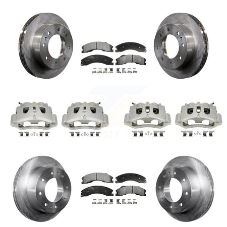 Front Rear Brake Caliper Rotors Semi-Metallic Pad Kit (10Pc) For GMC Chevrolet Sierra HD KC8-100968P