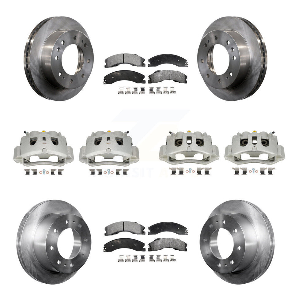 Front Rear Brake Caliper Rotors Semi-Metallic Pad Kit (10Pc) For GMC Chevrolet Sierra HD KC8-100968P