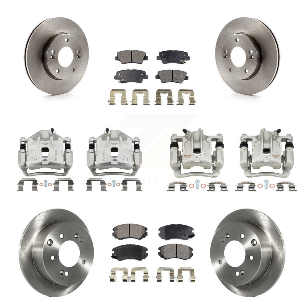 Front Rear Disc Brake Caliper Rotor & Ceramic Pad Kit (10Pc) For 2010-2011 Kia Soul 1.6L KC8-100968T