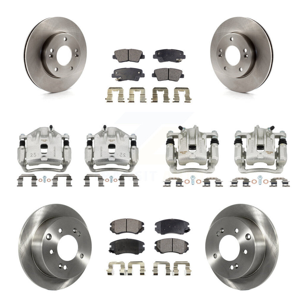 Front Rear Disc Brake Caliper Rotor & Ceramic Pad Kit (10Pc) For 2010-2011 Kia Soul 1.6L KC8-100968T