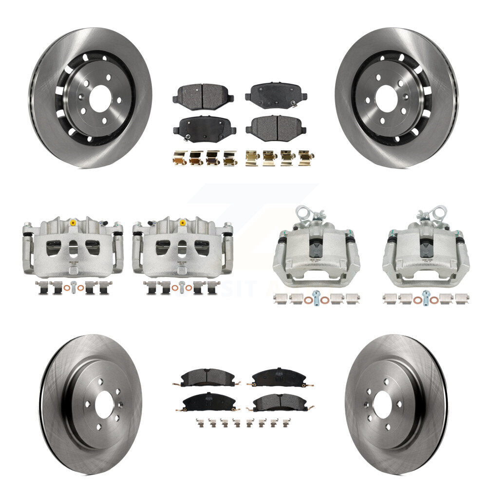 Front Rear Brake Caliper Rotor Semi-Metallic Pad Kit (10Pc) For Ford Explorer Flex Sedan KC8-100970P