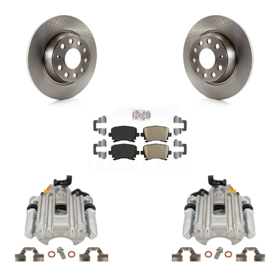Rear Disc Brake Caliper Rotors And Ceramic Pads Kit For Volkswagen Jetta With 286mm Diameter Rotor 7th 8th Digit Of VIN Is "1K" KC8-100972N