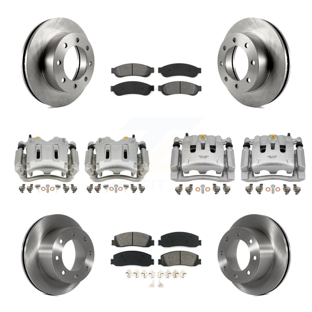 Front Rear Brake Caliper Rotors & Semi-Metallic Pad Kit (10Pc) For Ford F-250 Super Duty KC8-100972S