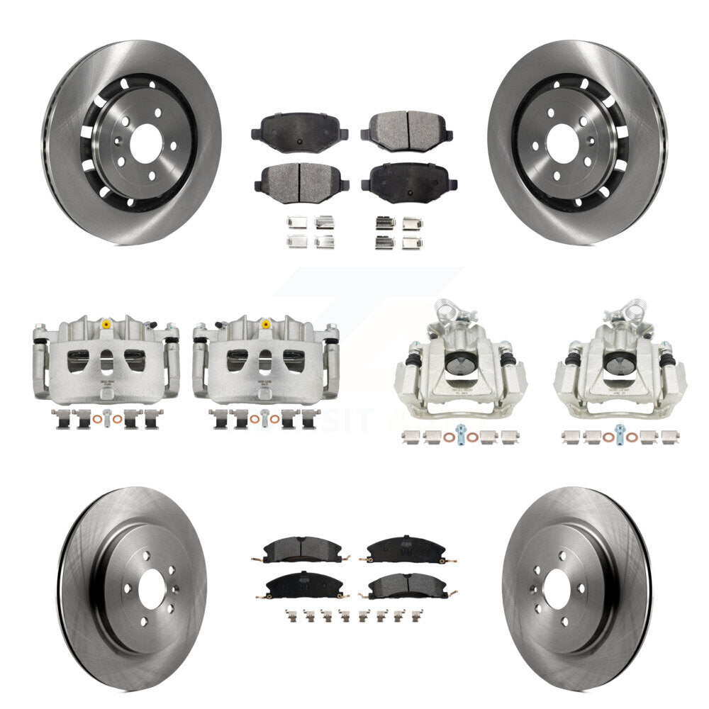 Front Rear Disc Brake Caliper Rotors & Semi-Metallic Pad Kit (10Pc) For 2016 Lincoln MKS KC8-100973P