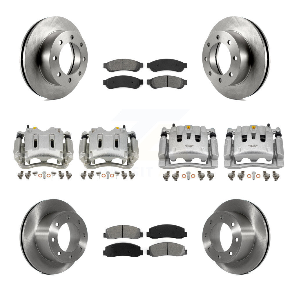 Front Rear Brake Caliper Rotors & Semi-Metallic Pad Kit (10Pc) For Ford F-250 Super Duty KC8-100974S