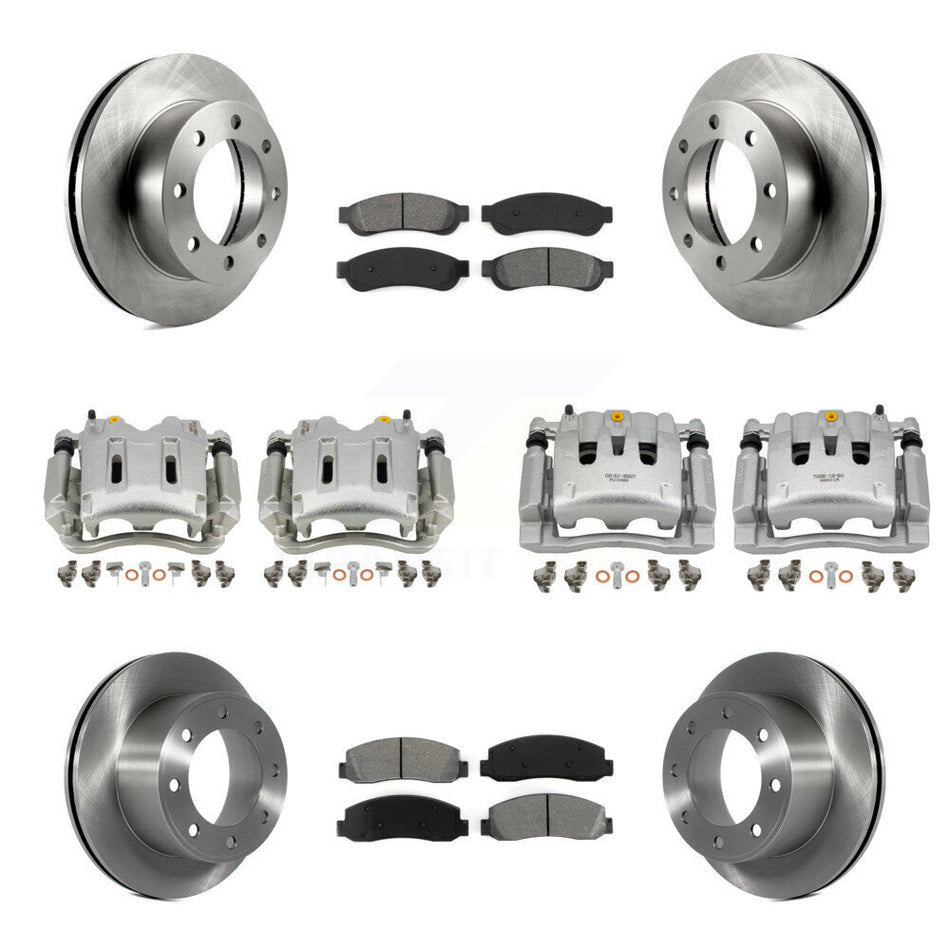Front Rear Brake Caliper Rotors & Semi-Metallic Pad Kit (10Pc) For Ford F-250 Super Duty KC8-100974S