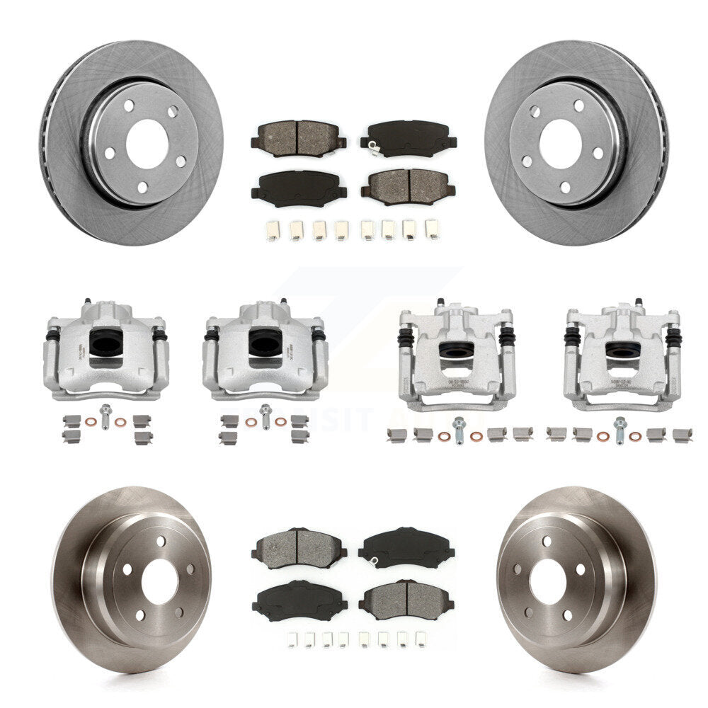 Front Rear Disc Brake Caliper Rotors And Semi-Metallic Pads Kit (10Pc) For Jeep Wrangler KC8-100975S