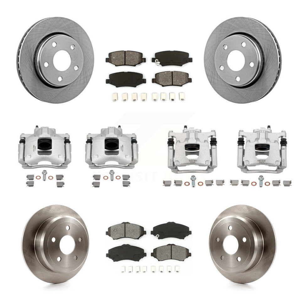 Front Rear Disc Brake Caliper Rotors And Semi-Metallic Pads Kit (10Pc) For Jeep Wrangler KC8-100975S