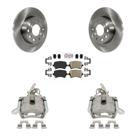 Rear Disc Brake Caliper Rotors And Ceramic Pads Kit For Volkswagen Jetta Rabbit KC8-100977N by Transit Auto