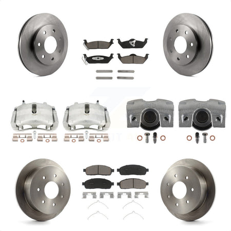 Front Rear Disc Brake Caliper Rotors And Ceramic Pads Kit (10Pc) For 2004 Ford F-150 4WD With 7 Lug Wheels 11th Digit Of Vin Is K N or F KC8-100978C by Transit Auto