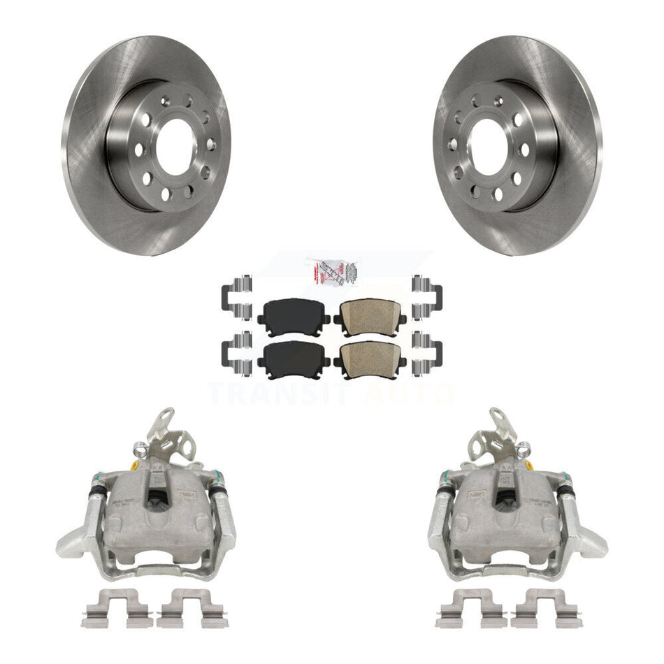 Rear Disc Brake Caliper Rotors And Ceramic Pads Kit For Volkswagen Jetta Rabbit KC8-100978N