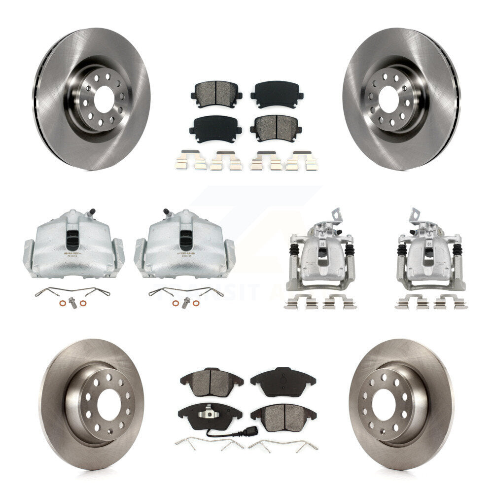 Front Rear Brake Caliper Rotors Semi-Metallic Pad Kit (10Pc) For 2012 Volkswagen CC 2.0L KC8-100979S