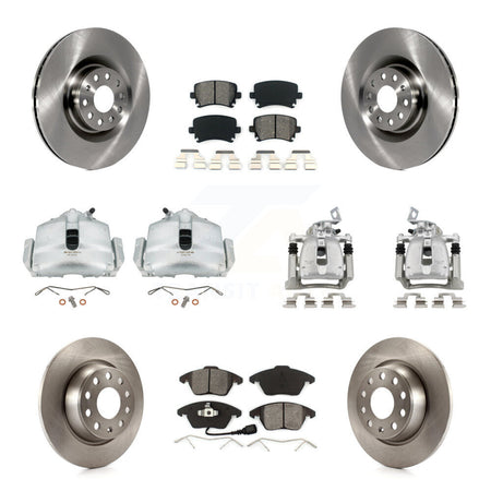 Front Rear Brake Caliper Rotors Semi-Metallic Pad Kit (10Pc) For 2012 Volkswagen CC 2.0L KC8-100979S