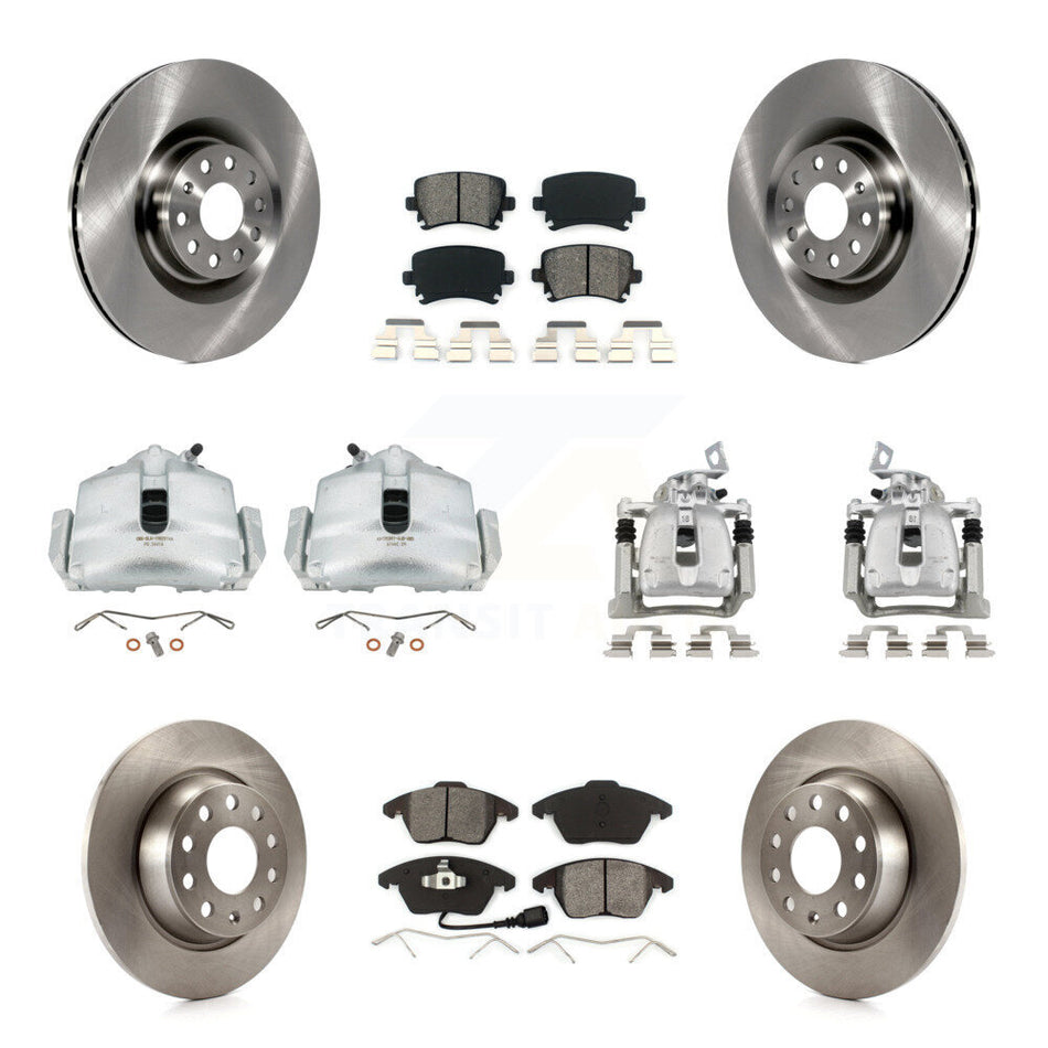 Front Rear Brake Caliper Rotors Semi-Metallic Pad Kit (10Pc) For 2012 Volkswagen CC 2.0L KC8-100979S