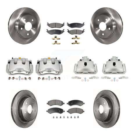 Front Rear Disc Brake Caliper Rotors & Ceramic Pad Kit (10Pc) For Ram 1500 Classic Dodge KC8-100979T