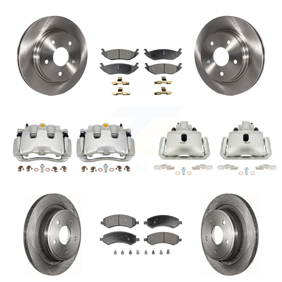 Front Rear Disc Brake Caliper Rotors & Ceramic Pad Kit (10Pc) For Ram 1500 Classic Dodge KC8-100979T