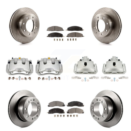 Front Rear Brake Caliper Rotors Ceramic Pad Kit (10Pc) For 12 Ram 1500 With 8 Lug Wheels KC8-100980T