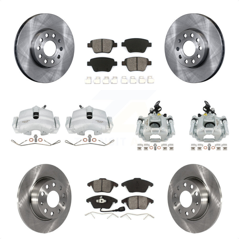 Front Rear Disc Brake Caliper Rotors And Semi-Metallic Pads Kit (10Pc) For 2012 Volkswagen Beetle 2.5L with Naturally Aspirated With 288mm Diameter Rotor KC8-100982S by Transit Auto