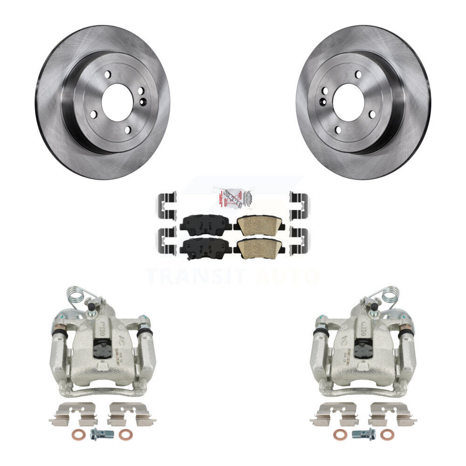 Rear Disc Brake Caliper Rotors And Ceramic Pads Kit For 2012-2016 Hyundai Accent KC8-100985N by Transit Auto