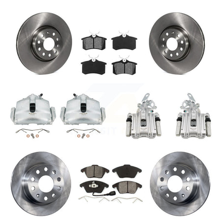 Front Rear Disc Brake Caliper Rotor & Semi-Metallic Pad Kit (10Pc) For Volkswagen Beetle KC8-100985S