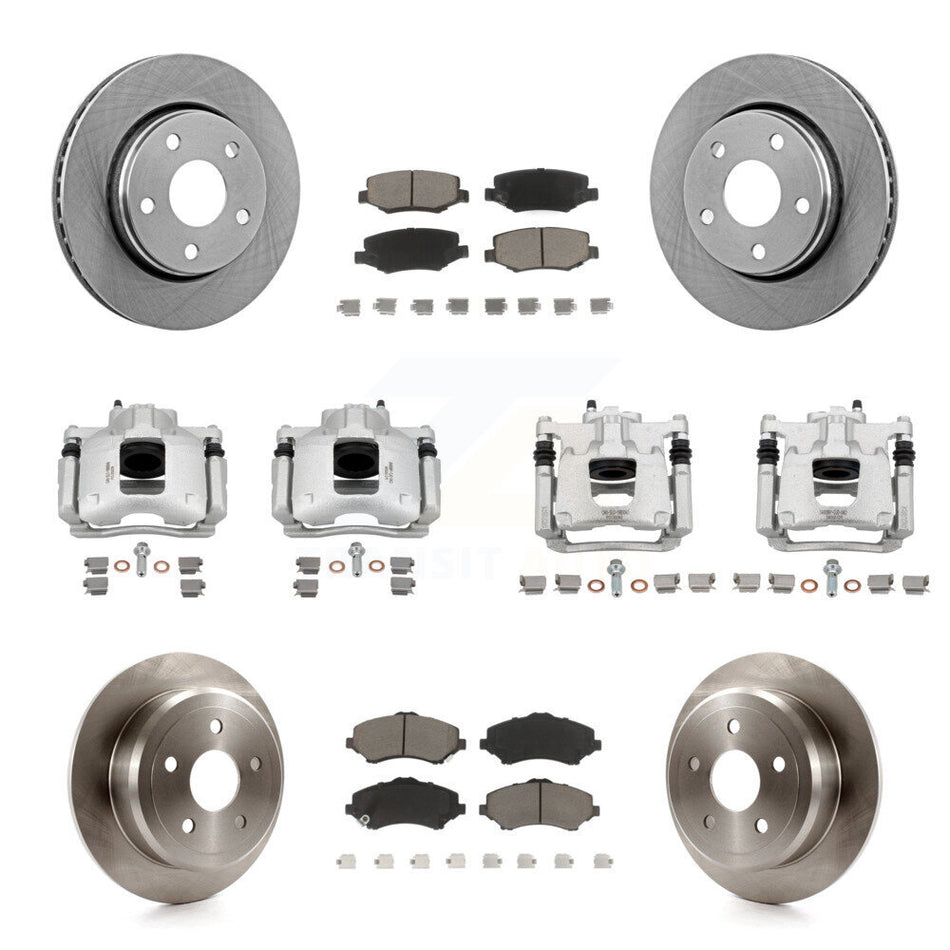 Front Rear Disc Brake Caliper Rotors And Ceramic Pads Kit (10Pc) For Jeep Wrangler KC8-100986C