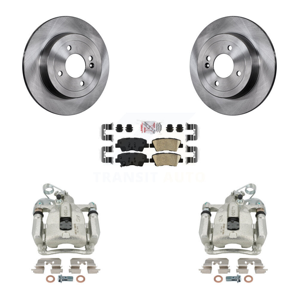 Rear Disc Brake Caliper Rotors And Ceramic Pads Kit For 2012-2016 Hyundai Accent KC8-100986N by Transit Auto