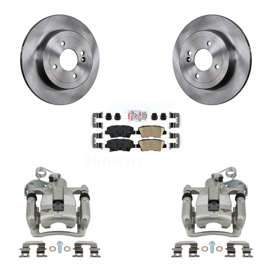 Rear Disc Brake Caliper Rotors And Ceramic Pads Kit For 2012-2016 Hyundai Accent KC8-100986N