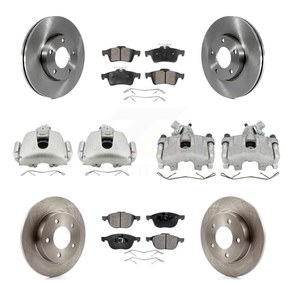Front Rear Disc Brake Caliper Rotors And Semi-Metallic Pads Kit (10Pc) For Mazda 3 Sport KC8-100986P