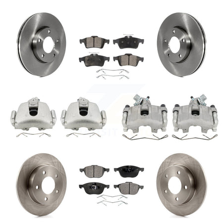 Front Rear Disc Brake Caliper Rotors And Semi-Metallic Pads Kit (10Pc) For Mazda 3 Sport KC8-100986P