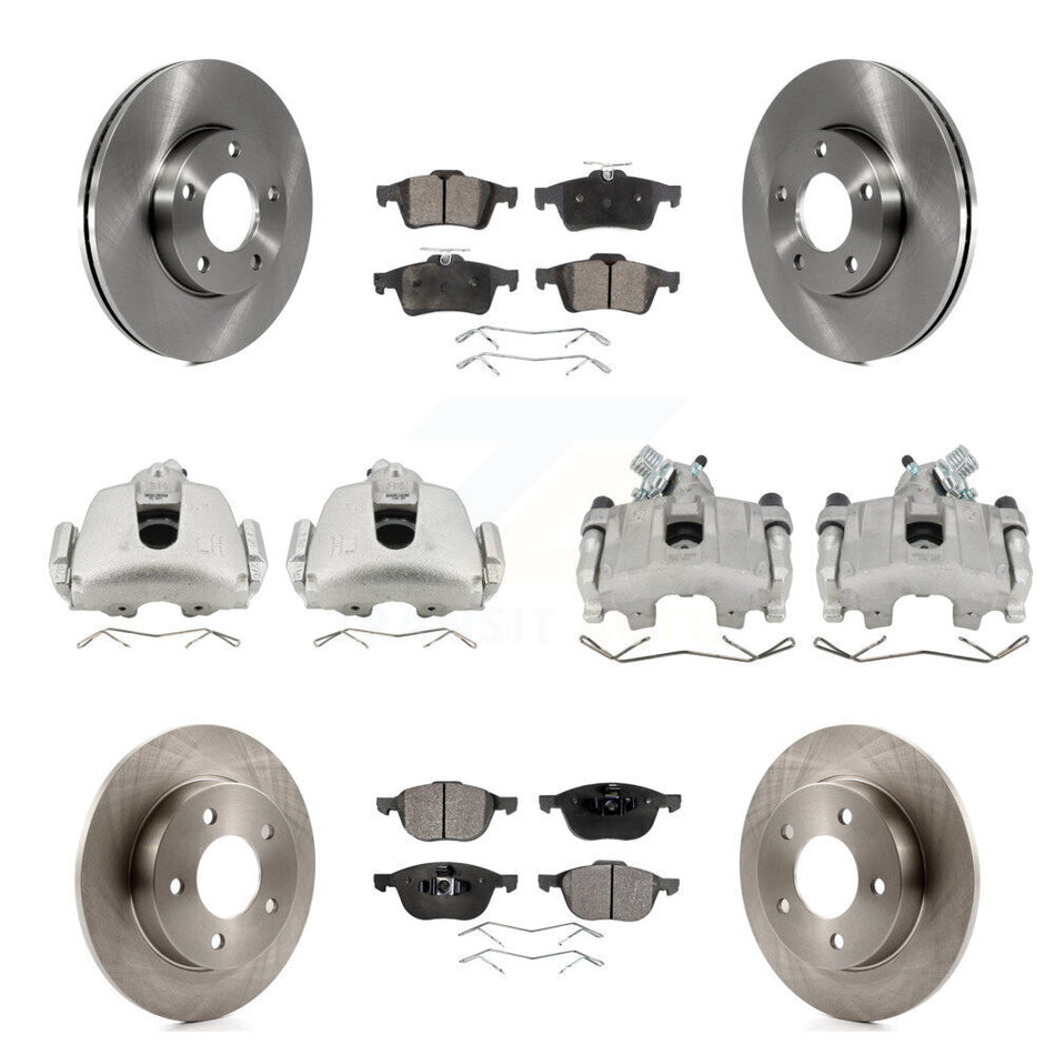 Front Rear Disc Brake Caliper Rotors And Semi-Metallic Pads Kit (10Pc) For Mazda 3 Sport KC8-100986P