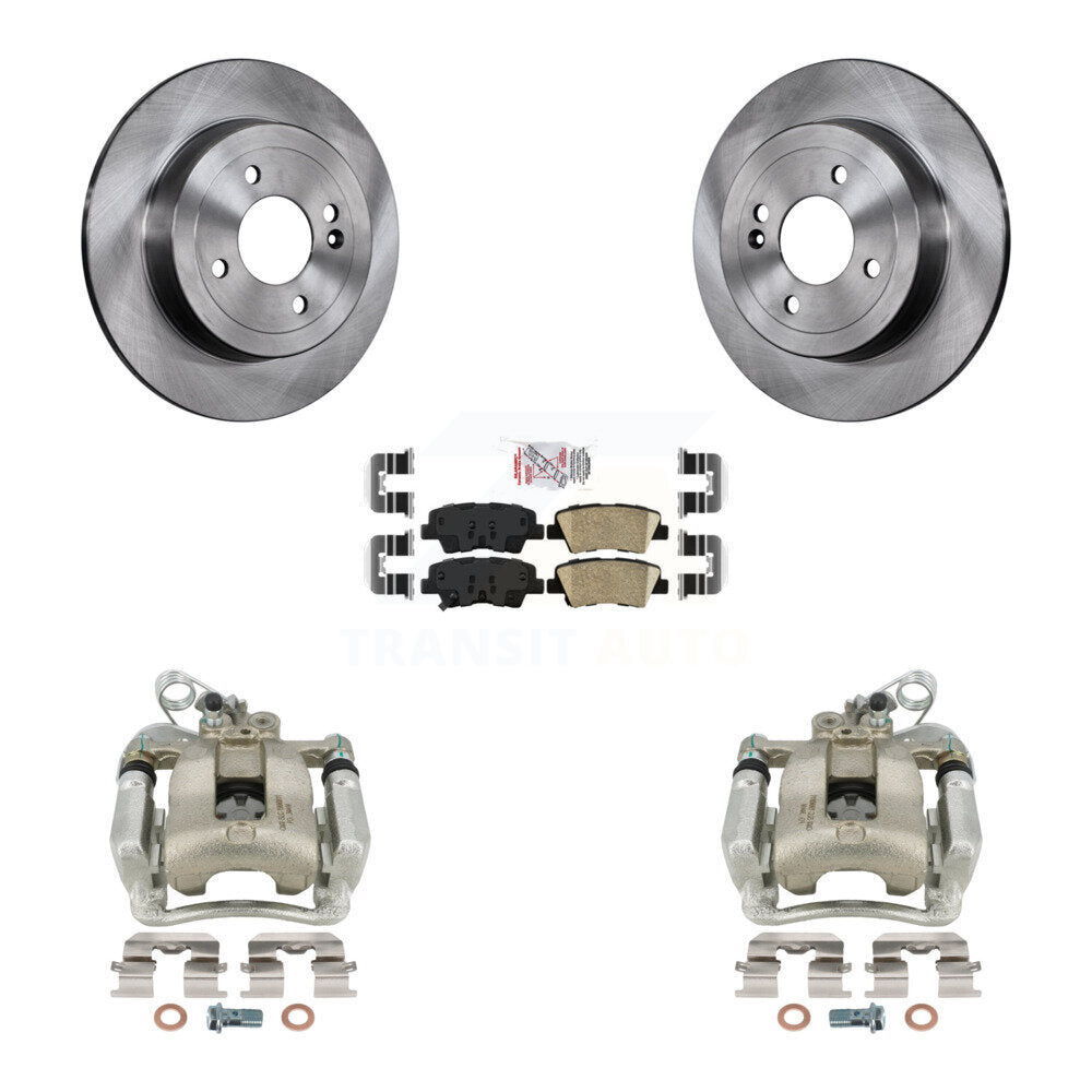 Rear Disc Brake Caliper Rotors And Ceramic Pads Kit For 2012-2017 Kia Rio KC8-100987N by Transit Auto