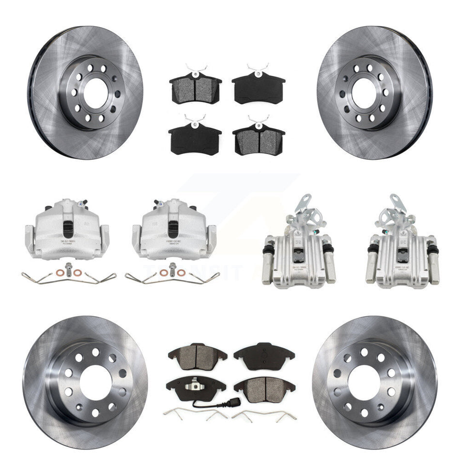 Front Rear Brake Caliper Rotors Semi-Metallic Pad Kit (10Pc) For Volkswagen Jetta Beetle KC8-100987S