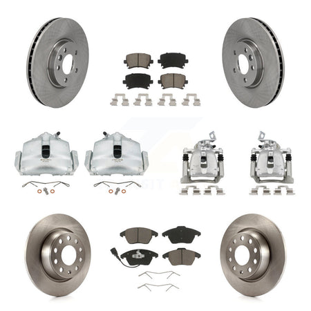Front Rear Disc Brake Caliper Rotor & Ceramic Pad Kit (10Pc) For 2012 Volkswagen CC 2.0L KC8-100989C