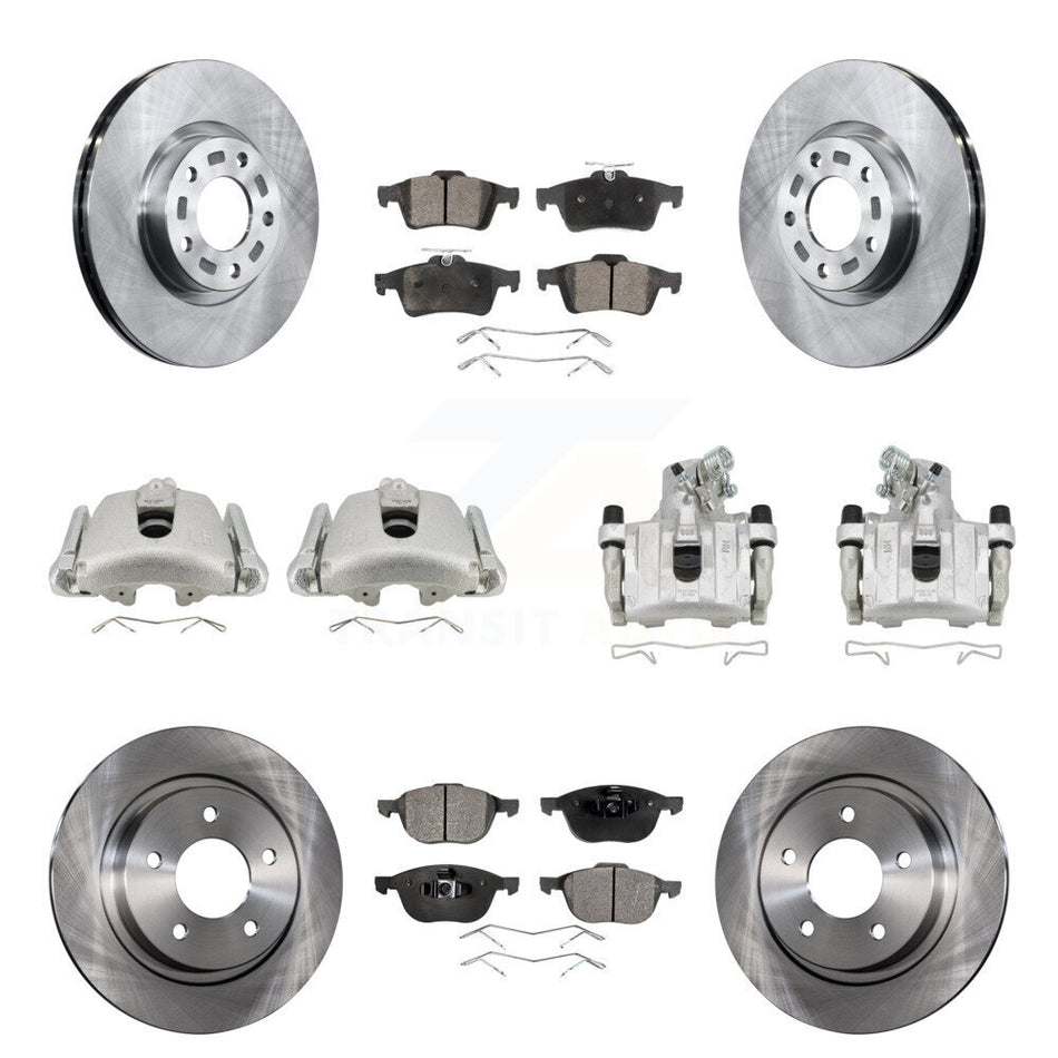 Front Rear Disc Brake Caliper Rotors And Semi-Metallic Pads Kit (10Pc) For Mazda 3 Sport KC8-100990P