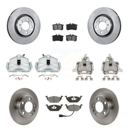 Front Rear Disc Brake Caliper Rotors And Semi-Metallic Pads Kit (10Pc) For 2006 Volkswagen Jetta 2.0L With 280mm Diameter Rotor 7th 8th Digit Of VIN Is "9M" Or "1J" KC8-100990S