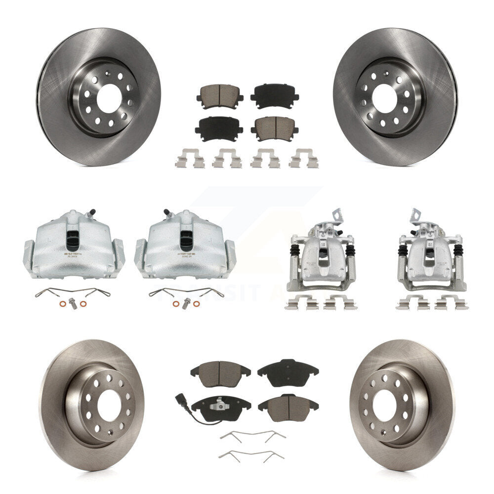 Front Rear Disc Brake Caliper Rotor & Ceramic Pad Kit (10Pc) For 2012 Volkswagen CC 2.0L KC8-100991C