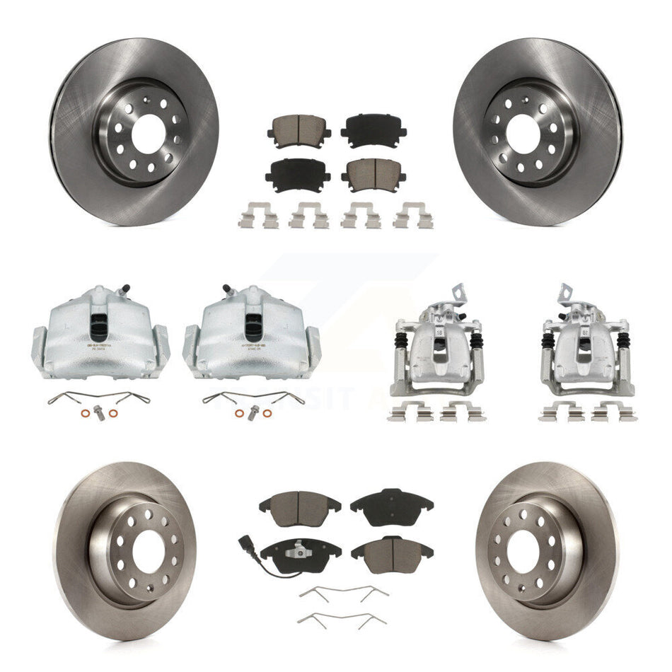 Front Rear Disc Brake Caliper Rotor & Ceramic Pad Kit (10Pc) For 2012 Volkswagen CC 2.0L KC8-100991C