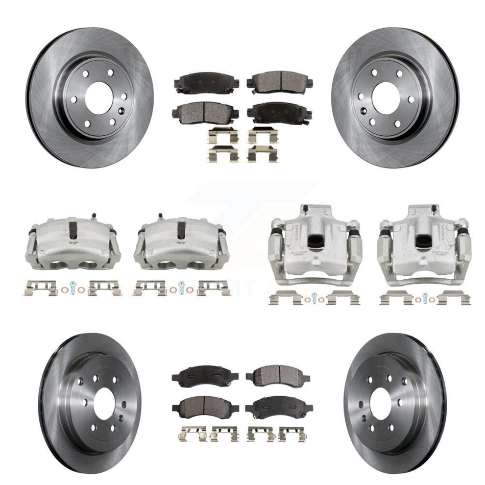Front Rear Brake Caliper Rotor Semi-Metallic Pad Kit (10Pc) For GMC Acadia Buick Enclave KC8-100991P